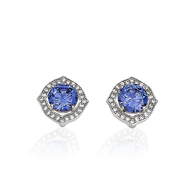 Kelly Herd Blue with Clear Accents Earring - Sterling Silver