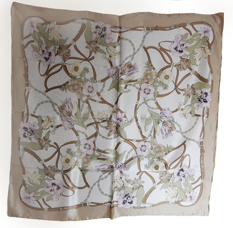LILO Collections- "Flowers & Feathers" 100% Silk 35" Scarf