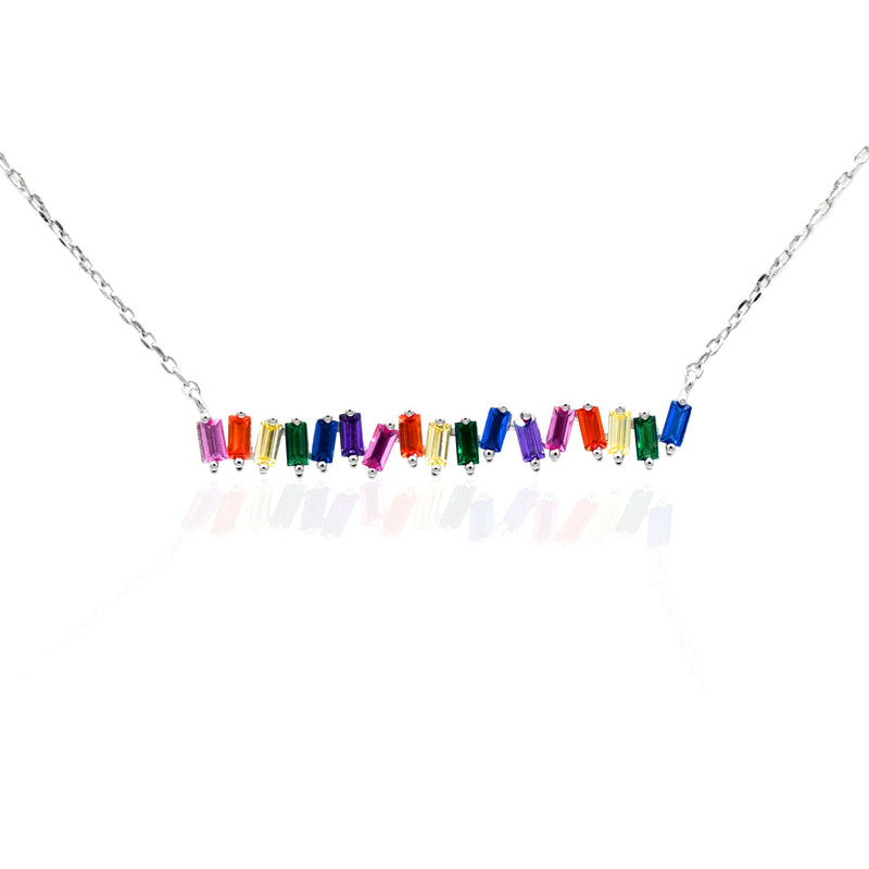 Kelly Herd Multi-Color Bar Necklace - Sterling Silver