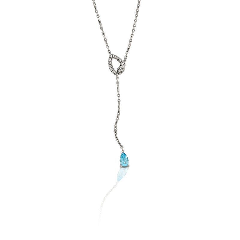 Kelly Herd Blue Topaz Fixed Lariat Necklace - Sterling Silver