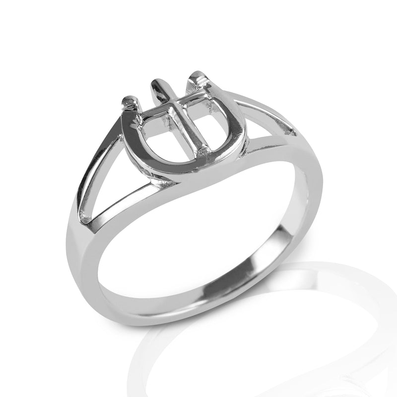 Kelly Herd Cross & Horseshoe Ring - Sterling Silver