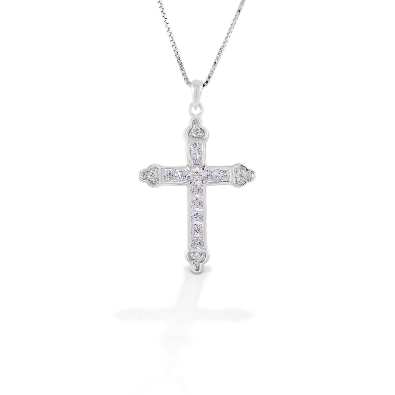 Kelly Herd Clear Cross Necklace - Sterling Silver