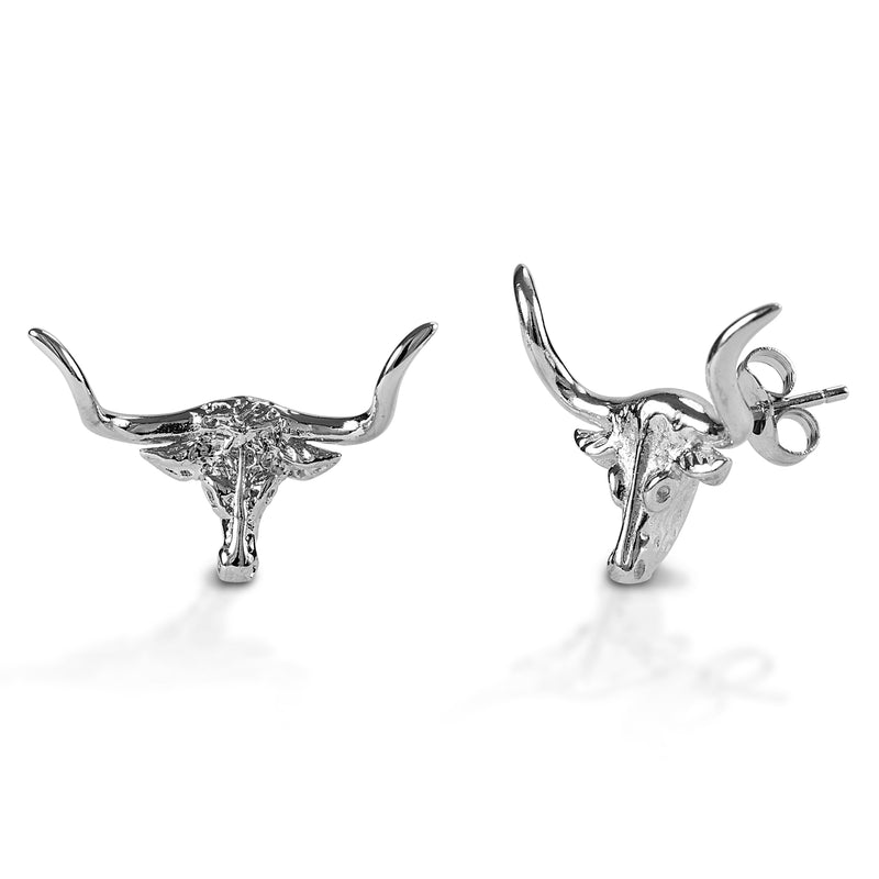 Kelly Herd Post Back Longhorn Earrings - Sterling Silver