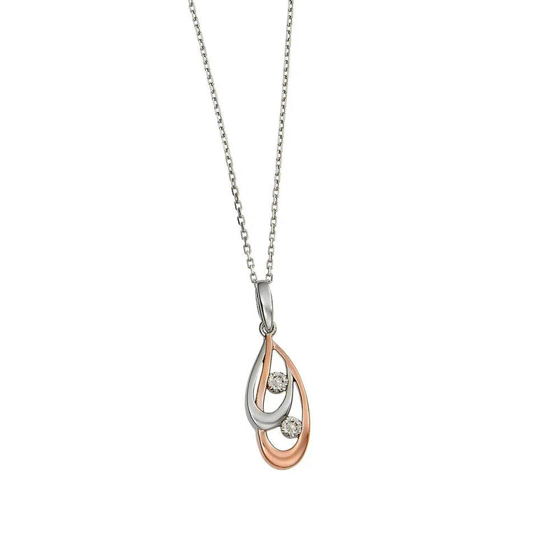 Kelly Herd Rose Gold and Silver Double Teardrop Necklace - Sterling Silver