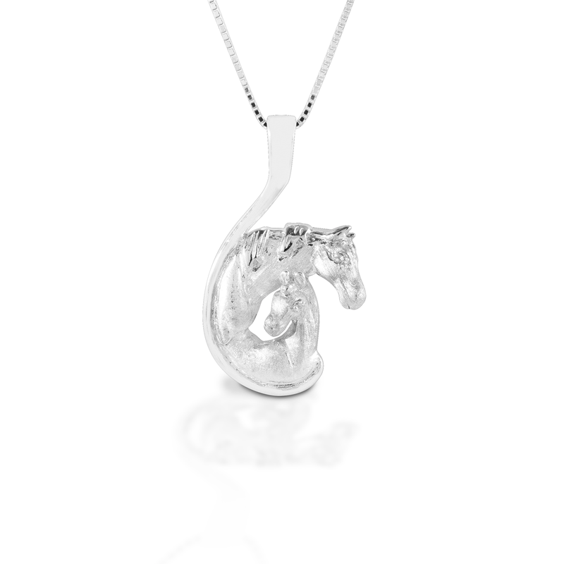 Kelly Herd Mare & Foal Head Necklace - Sterling Silver
