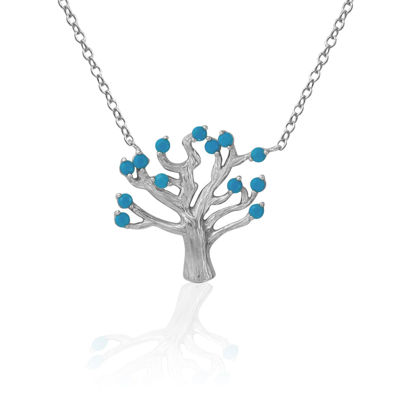 Kelly Herd Blue Turquoise Tree of Life Necklace - Sterling Silver