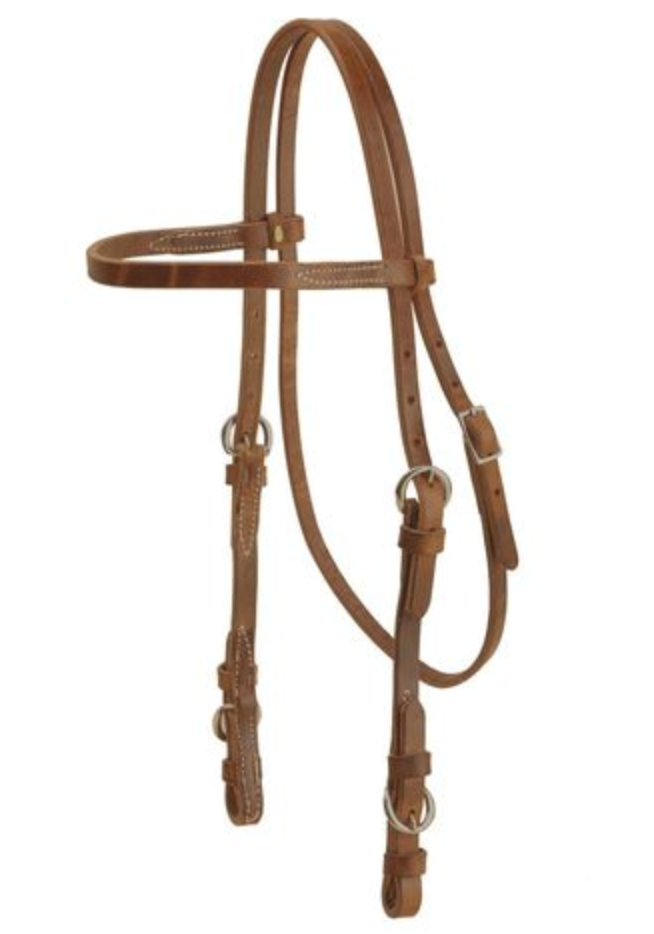 Tory Leather Brow Band Headstall with Nickle Buckles