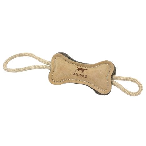 Tall Tails 16 in Leather Wool Bone Dog Tug Toy
