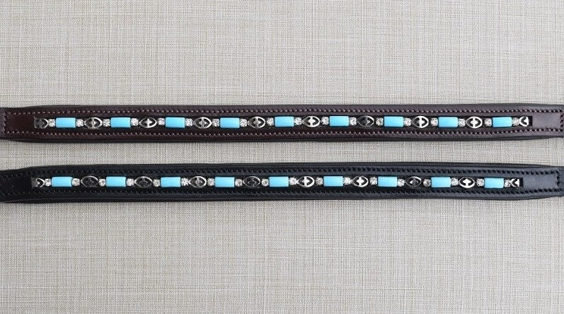 Red Barn Blue Bead Browband