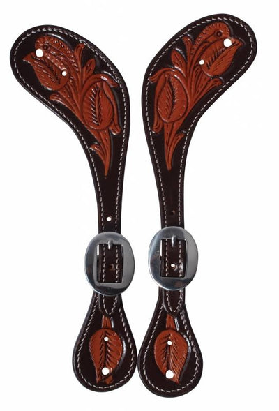 Professional's Choice Floral Spur Straps Chocolate