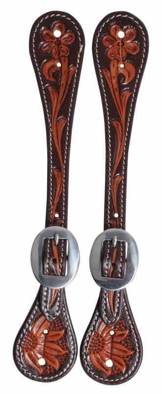 Professional's Choice Floral Spur Straps Chocolate