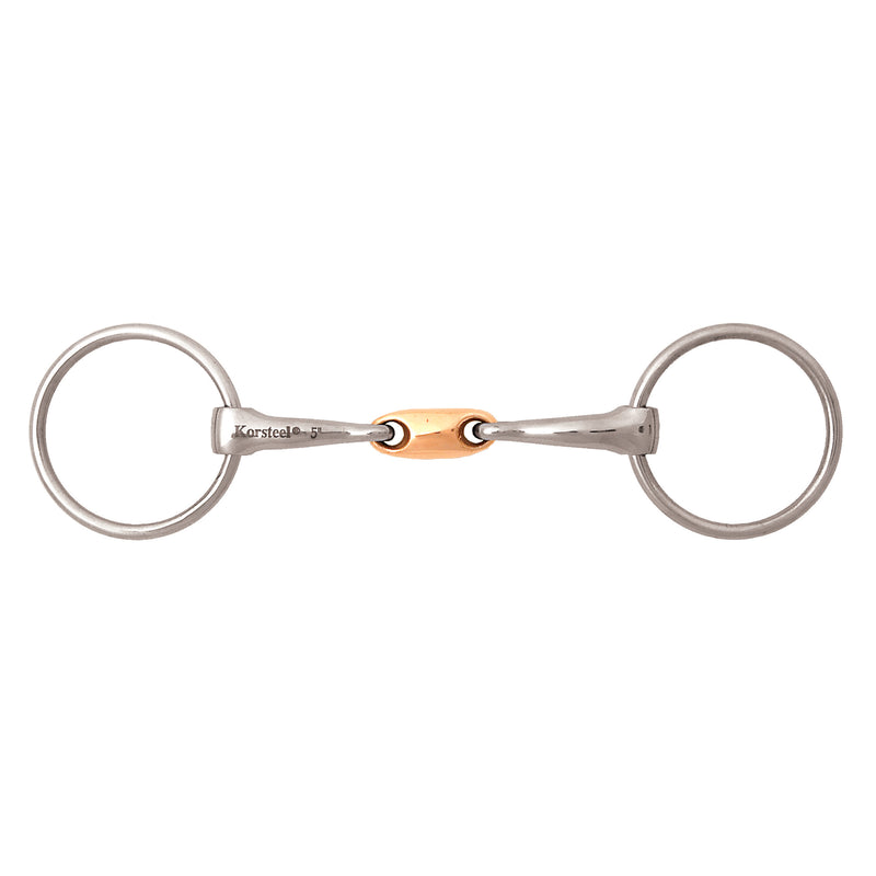 JP Korsteel Stainless Steel Copper Oval Link Loose Ring Snaffle Bit 6"