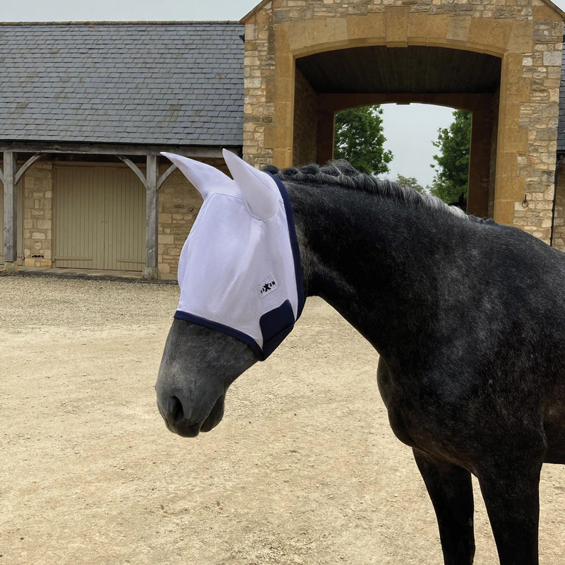 Saxon Mesh Mask White/Navy Pony