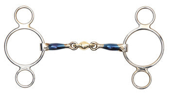 Shires Blue Sweet Iron Two Ring Gag with Lozenge