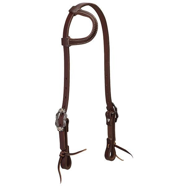 Working Tack Sliding Ear Headstall with Buffed Brown Iron Hardware